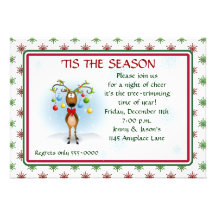 Reindeer with Ornaments Christmas Party Invitation