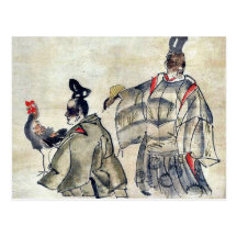 Religious ceremony with rooster Ukiyo-e. Postcards