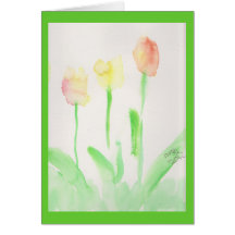 religious easter card watercolor tulips