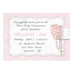 Religious Pink Rosary Beads Invitation