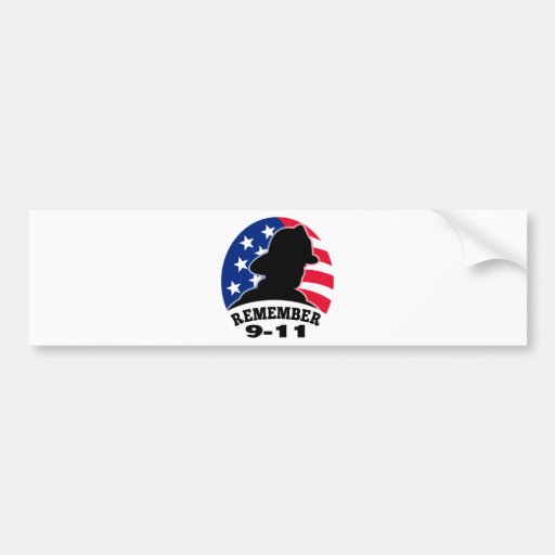 Remember 9-11 fireman firefighter american flag bumper sticker