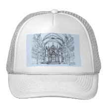 Renaissance gothic Orensanz drawing in blue Mesh Hat
