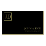 Residential Realtor Black/Gold Square Monogram Business Card
