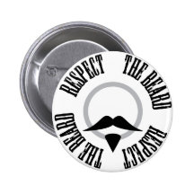 Respect the Beard - Black Goatee Pinback Buttons