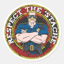 Respect the 'Stache Police Officer Sticker