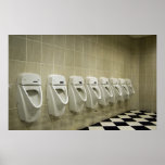 restroom interior with urinal row poster