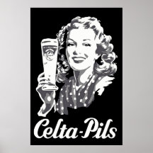 Retro 1940s-1950s style Belgian beer logo ad Posters