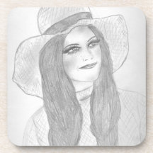 Retro 70's Hat Girl Coaster