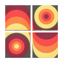 Retro Abstract Wavy Rainbow Squares Abstract Art Gallery Wrap Canvas