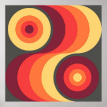 Retro Abstract Wavy Rainbow Squares Abstract Art Print