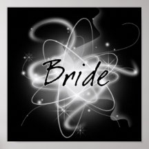 Retro Atomic Bride - Black & White Poster