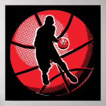 Retro Basketball Player Ball Print