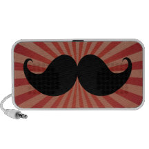 Retro Black Handlebar Mustache Moustache Stache Travelling Speaker