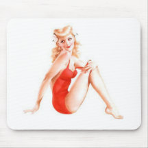 Retro Blonde Pin Up Girl Mouse Pads