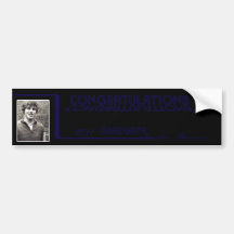 Retro Blue and Black Graduation Wine Label Bumper Sticker