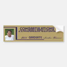 Retro Blue and Gold Graduation Wine Label Bumper Stickers