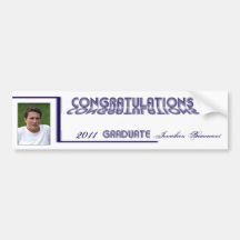 Retro Blue and White Graduation Wine Label Bumper Sticker