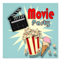Retro blue Boys Movie Birthday Party Invitation