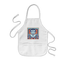 Retro Blue Robot Kids Apron