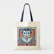 Retro Blue Robot Kids Bags