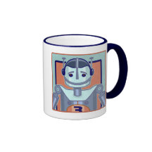 Retro Blue Robot Kids Coffee Mugs