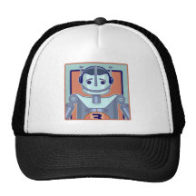 Retro Blue Robot Kids Hat