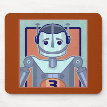 Retro Blue Robot Kids Mousemat
