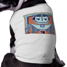 Retro Blue Robot Kids Pet Clothes