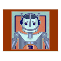 Retro Blue Robot Kids Postcard