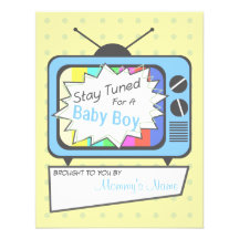 Retro Blue TV Set Baby Shower Invitation