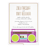 Retro Boombox Indie Mixtape Wedding (Purple/Lime) Personalised Invitation