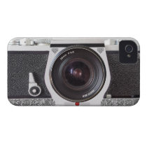 Retro Camera With Scroll On Chrome iPhone 4 Case casemate cases