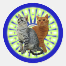 RETRO CATS ROUND STICKERS