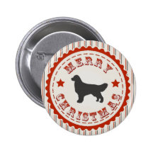 Retro Christmas Golden Retriever Pinback Button