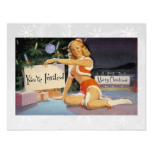 Retro Christmas Pin Up Personalised Invites