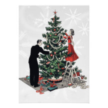 Retro Christmas Tree Custom Announcements