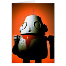 Retro Cropped Toy Robot 01 Card cards