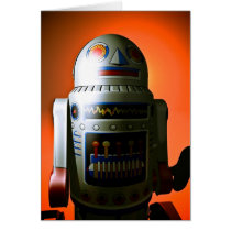 Retro Cropped Toy Robot 02 Card cards