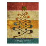 Retro Embossed Gradient Christmas Tree Postcard