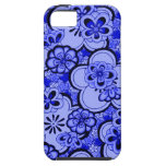 Retro Flowers Abstract Sapphire Blue Case-Mate iPhone 5 Covers