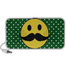 Retro Funny Mustache Moustache Smiley Face Travel Speaker