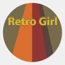 Retro Girl Round Stickers