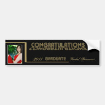 Retro Gold and Black Graduation Wine Label Bumper Stickers