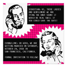 Retro Gossip Couple Save the Date Cards