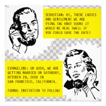 Retro Gossip Couple Save the Date Cards