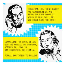 Retro Gossip Couple Save the Date Cards