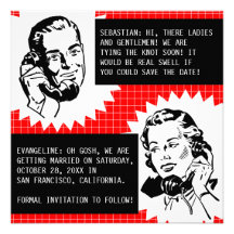 Retro Gossip Couple Save the Date Cards