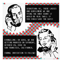 Retro Gossip Couple Save the Date Cards