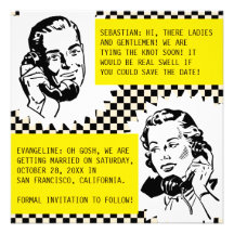 Retro Gossip Couple Save the Date Cards