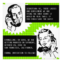 Retro Gossip Couple Save the Date Cards